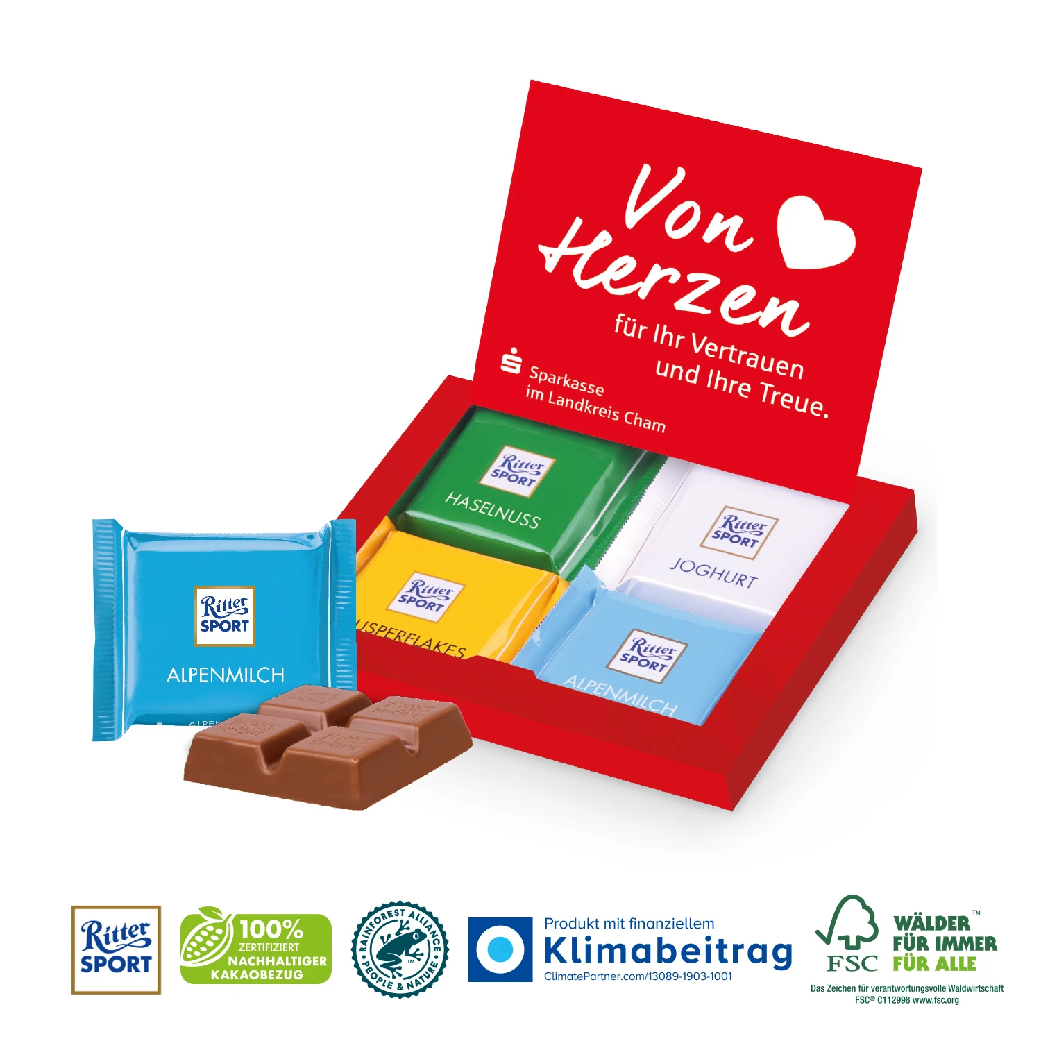 Präsentbox Ritter SPORT „Mini“, 4er – Ideales kleines Geschenk 2 Präsentbox Ritter SPORT „Mini“, 4er – Ideales kleines Geschenk – Bild 2