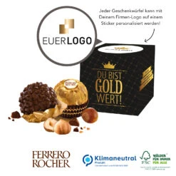 Du Bist Gold Wert Würfel - Rocher Weihnachtsgeschenk für Mitarbeiter 10 Du Bist Gold Wert Würfel - Rocher Weihnachtsgeschenk für Mitarbeiter -Snack Verkäufe 2024 Montage Sticker Werbe Wuerfel Ferrero Rocher 1er DU Lupe 71139