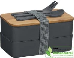Lunchbox Eco - Xmas | Nachhaltige Mitarbeitergeschenke für Weihnachten -Snack Verkäufe 2024 N m 561 3 Lunchbox Doppel Eco Nachhaltig Besteck 71309