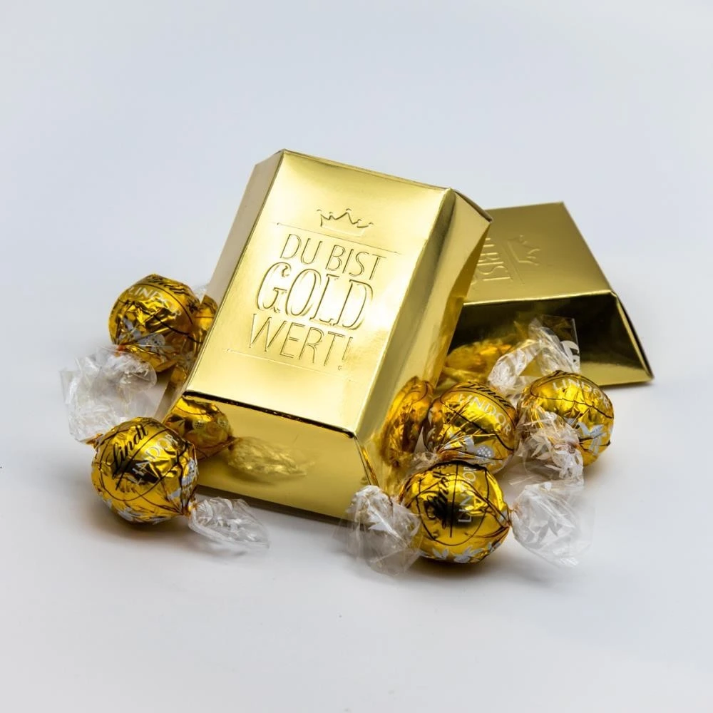 Du Bist Gold Wert Goldbarren XL - Lindor | Premium Mitarbeitergeschenk 2 Du Bist Gold Wert Goldbarren XL - Lindor | Premium Mitarbeitergeschenk – Bild 2