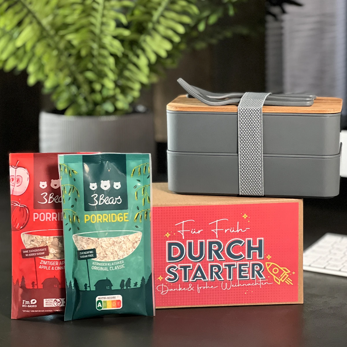 Lunchbox 'Frühdurchstarter' - Porridge | Praktisches Mitarbeitergeschenk 1 Lunchbox 'Frühdurchstarter' - Porridge | Praktisches Mitarbeitergeschenk