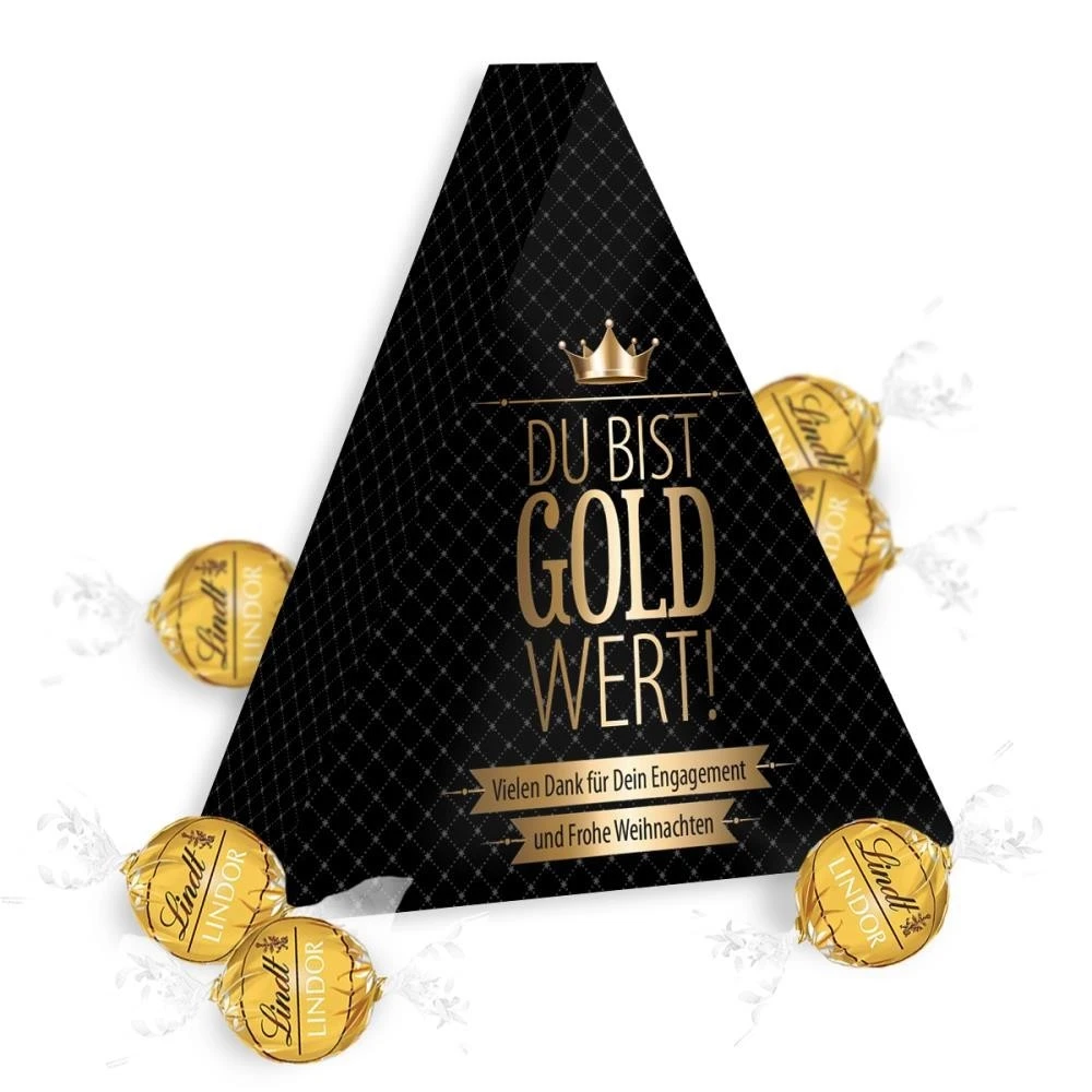 Du Bist Gold Wert – Lindt Pyramide - Weihnachtsgeschenk für Mitarbeiter 2 Du Bist Gold Wert – Lindt Pyramide - Weihnachtsgeschenk für Mitarbeiter – Bild 2
