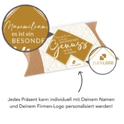 Pillowbox 'Ein Besonderer Genuss' - Giotto | Mitarbeitergeschenke | Premium Geschenkidee -Snack Verkäufe 2024 montag pillowbox Genuss giotto Lupe 84402