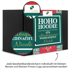 Geschenkset 'Ho Ho Hoodie' - Perfekte Mitarbeitergeschenke für Weihnachten -Snack Verkäufe 2024 montage RS Dose weihnachtspulli Geschenkset Lupe 94218
