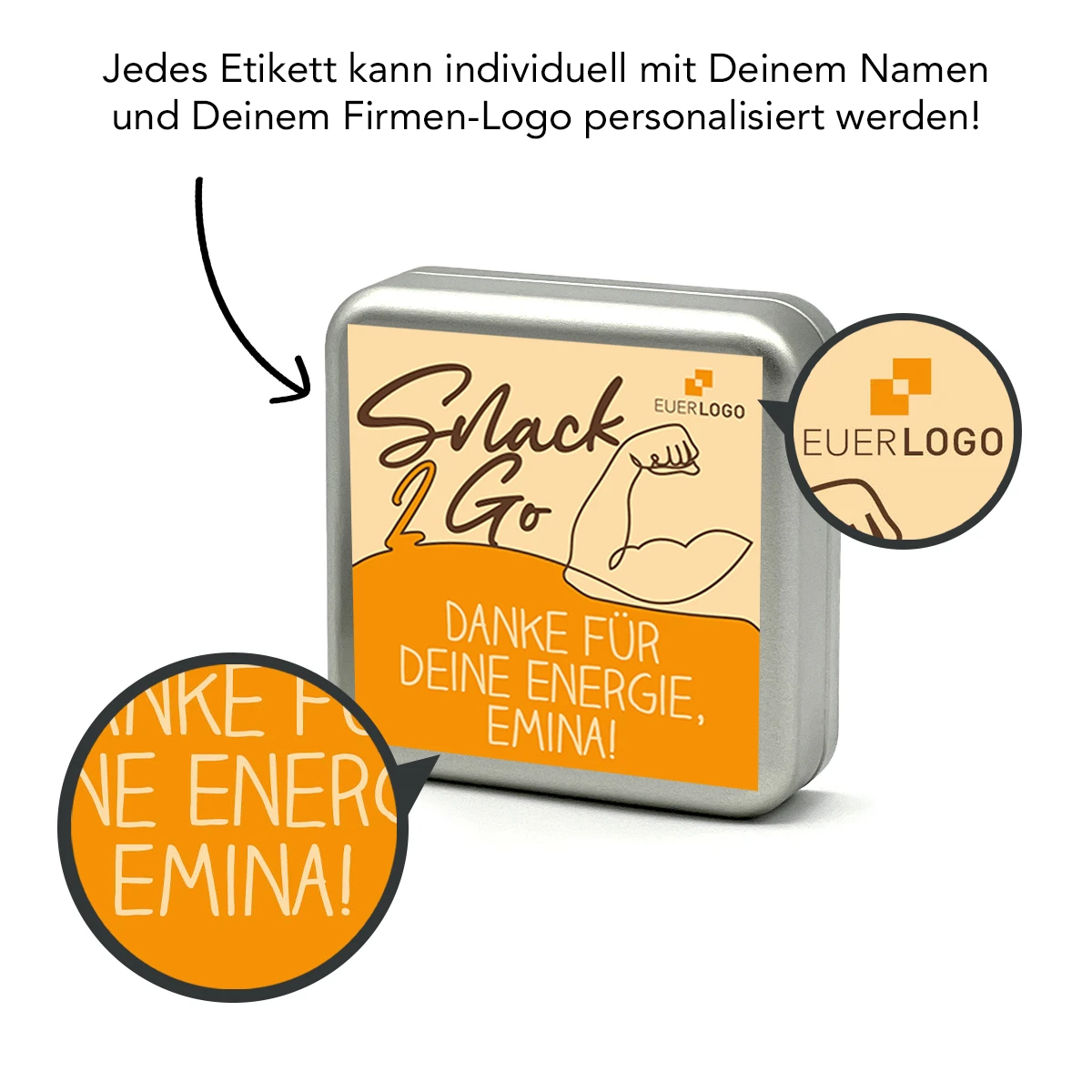 Geschenkdose 'Danke Für Deine Energie!' - Snack2Go | Mitarbeitergeschenke – Bild 2