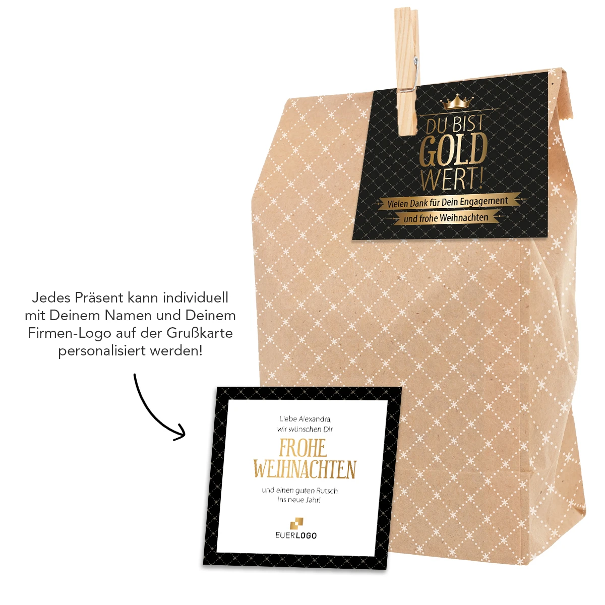 Geschenktüte 'Du Bist Gold Wert' - Premium Mitarbeitergeschenk für besondere Anlässe – Bild 5