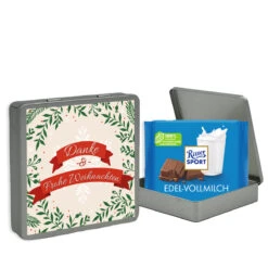 Danke & Frohe Weihnachten - Ritter Sport Dose | Mitarbeitergeschenke -Snack Verkäufe 2024 montage rs dose dankefrohe Weihnachten 88404