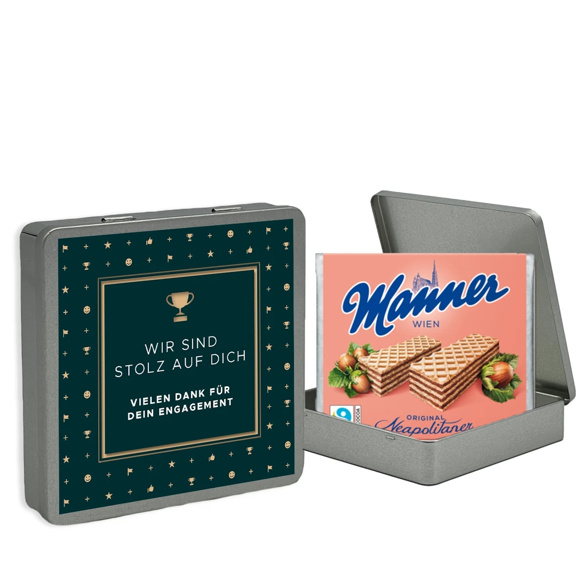 Geschenkdose 'Stolz Auf Dich' - Premium Mitarbeitergeschenk von Manner 2 Geschenkdose 'Stolz Auf Dich' - Premium Mitarbeitergeschenk von Manner – Bild 2