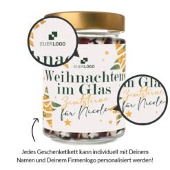 Weihnachten Im Glas - Zimtsterne | Köstliche Mitarbeitergeschenke -Snack Verkäufe 2024 montage weihnachten im glas zimtsterne LUPE 95365